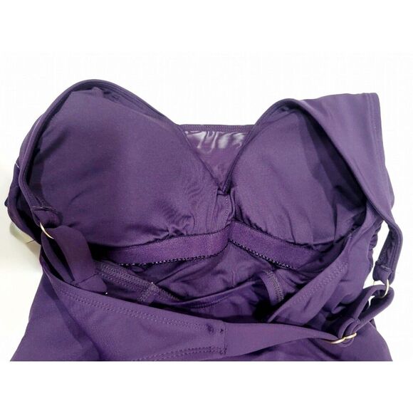 Lands' End Ruched Tummy Flattering UPF 50 Crossback Swimsuit Purple, Size S NWT - Picture 8 of 13